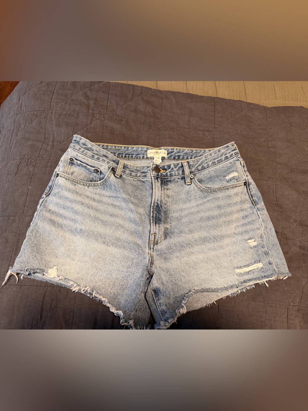 NATURAL LIFE Light Blue Distressed Denim Shorts